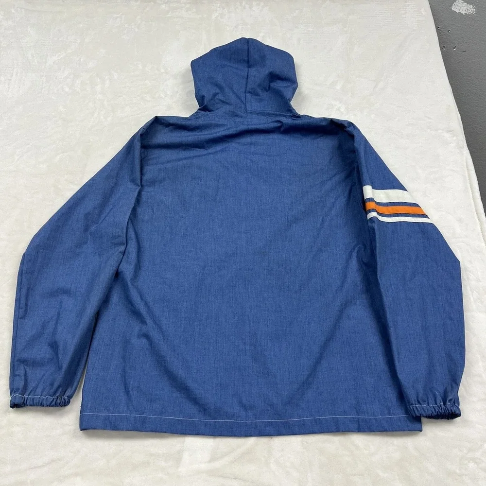 Weatherfield Sportswear Windbreaker Mens Large Blue Racing Stripe Hooded Jacket